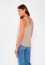 Scallop Lace Trim V Neck Tank Top | Stone