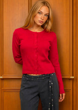 Scalloped Button Detail Long Sleeve Knit Cardigan