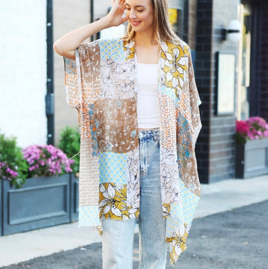 Floral Mixed Pattern Summer Kimono Cover Up
