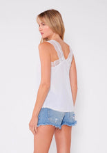 Scallop Lace Trim V Neck Tank Top | Stone