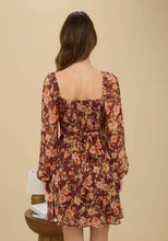 FLORAL SWEETHEART LONG SLEEVE BACK TIE MINI DRESS