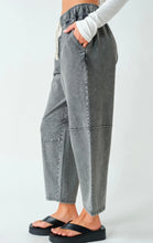 Cotton Blend Mineral Wash Cropped Straight Leg Pants