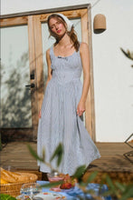 Stripe Sleeveless Corset Detail Midi Dress