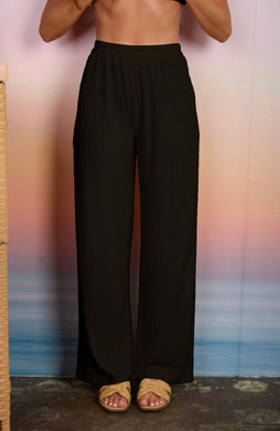 TEXTURED KNIT ELASTIC WAIST LOUNGE PANTS
