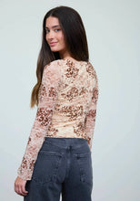 Floral Leopard Print Long Sleeve Knit Top