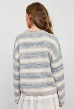 Heathered Multi-Stripe Raw Edge Knit Sweater