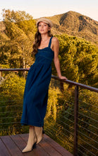 Sweetheart Corset Seam Detail Denim Midi Dress
