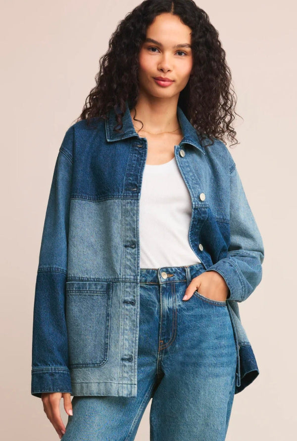 On The Road Color Block Jacket Mixed Indigo