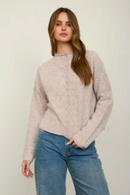 Raw Edge Mock Neck Button Down Cardigan