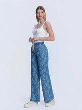 HIGH RISE FLORAL PRINT BAGGY WIDE LEG JEANS