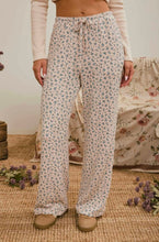 Ditsy Floral Rib Knit Wide Leg Lounge Pants