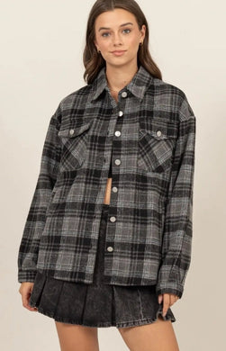 Plaid Shacket with Pockets