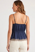Lace-Trimmed Button-Front Cinched Cami