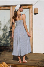 Stripe Sleeveless Corset Detail Midi Dress