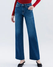 High Rise Raw Hem Tinted Slim Wide Jeans