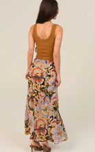 Floral Print Bias Cut Maxi Skirt with Elastic Wai