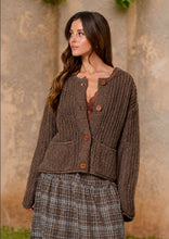 MARLED BUTTON DOWN RAW EDGE CHUNKY KNIT CARDIGAN