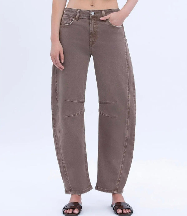 High Rise Crop Barrel Jeans