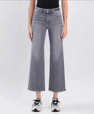 High Rise Ankle Slim Wide Leg Jeans