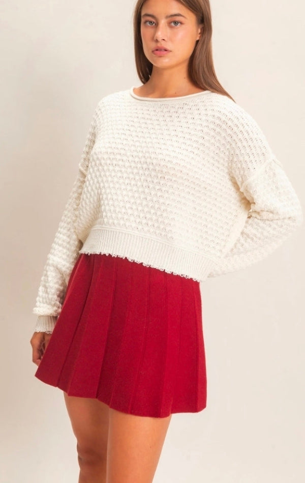 Textured Boat Neck Sweater
