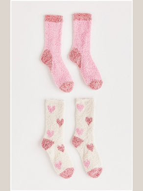 2-Pack Plush Heart Socks